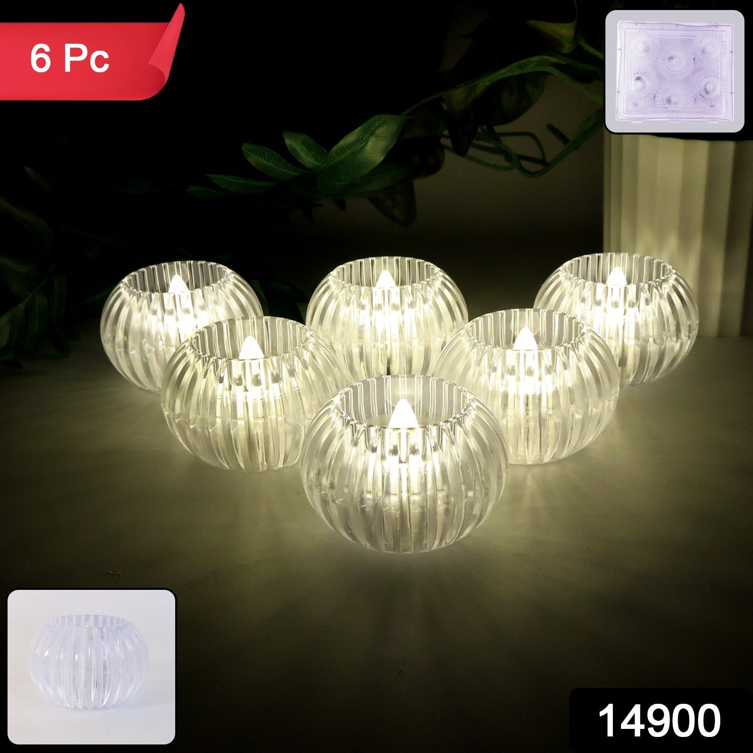 Crystal Design LED Flameless Tealight Candles (6 Pc) Crystal Design LED Flameless Tealight Candles (6 Pc)